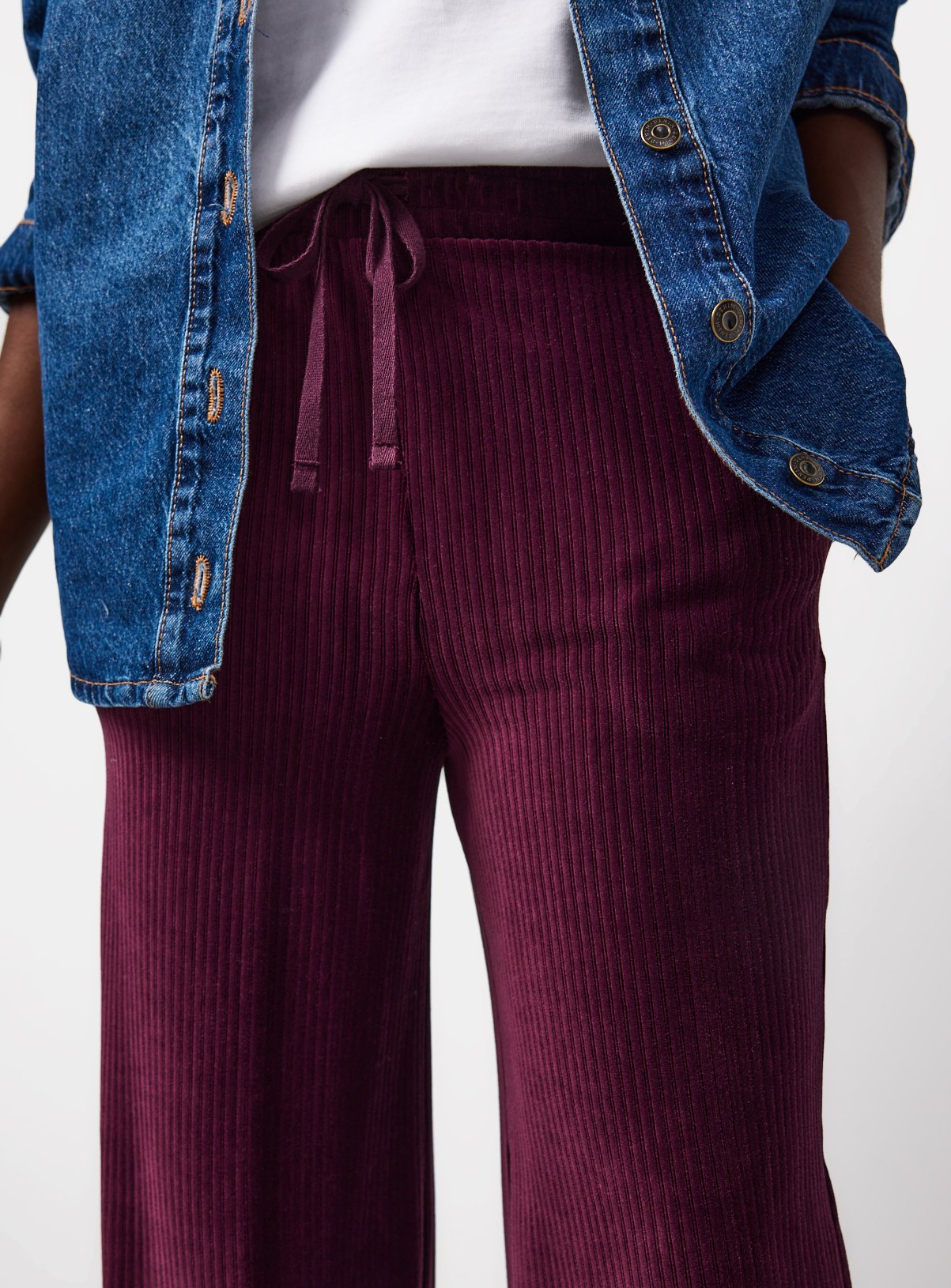 Burgundy Corduroy Wide Leg Trousers 8 - Image 3 thumbnail